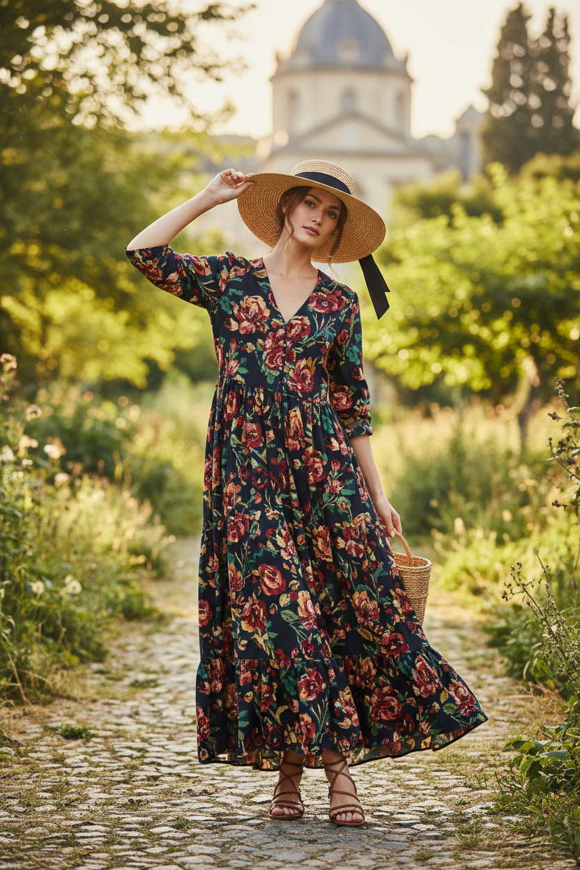 Dark Floral Summer Fashion
