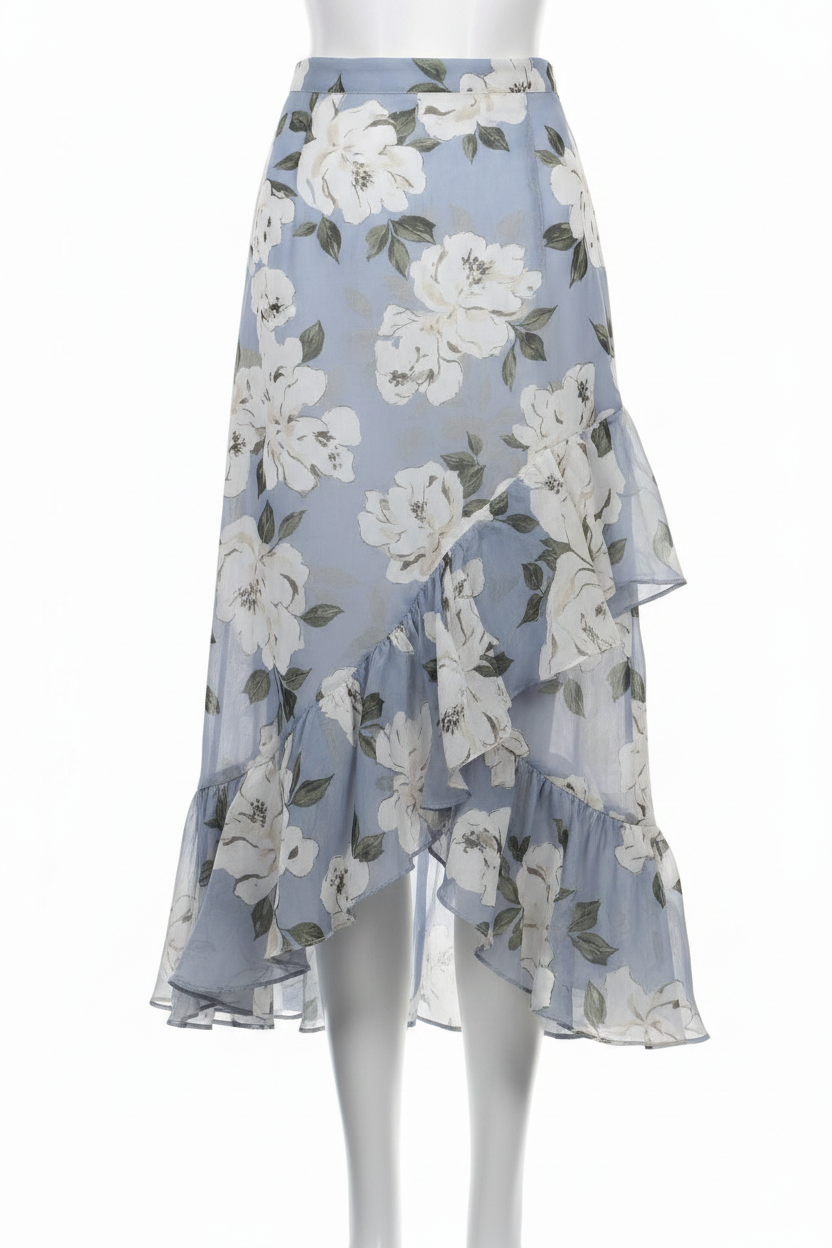 Dusty Blue Floral - Front view on white background