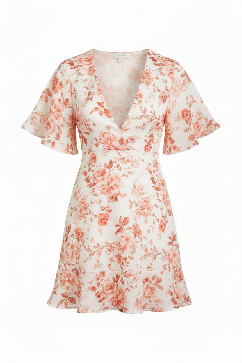 Coral Floral - Front view white background