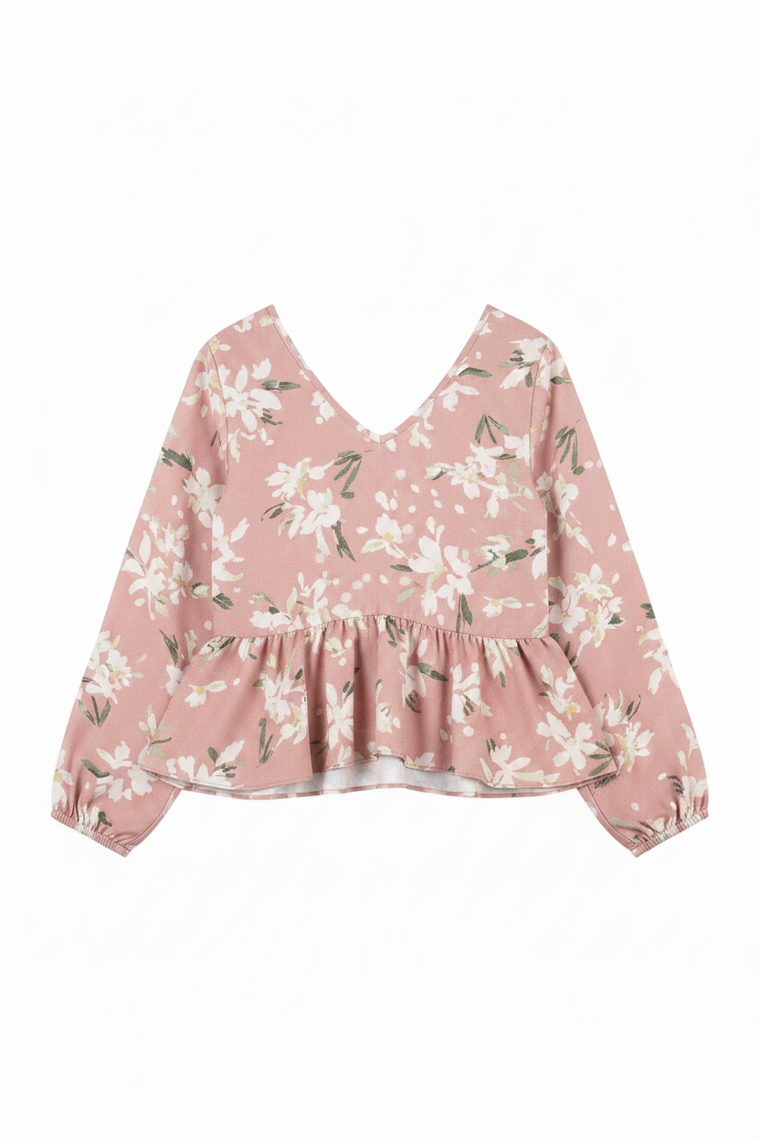 Dusty Rose Floral — Back view on white background
