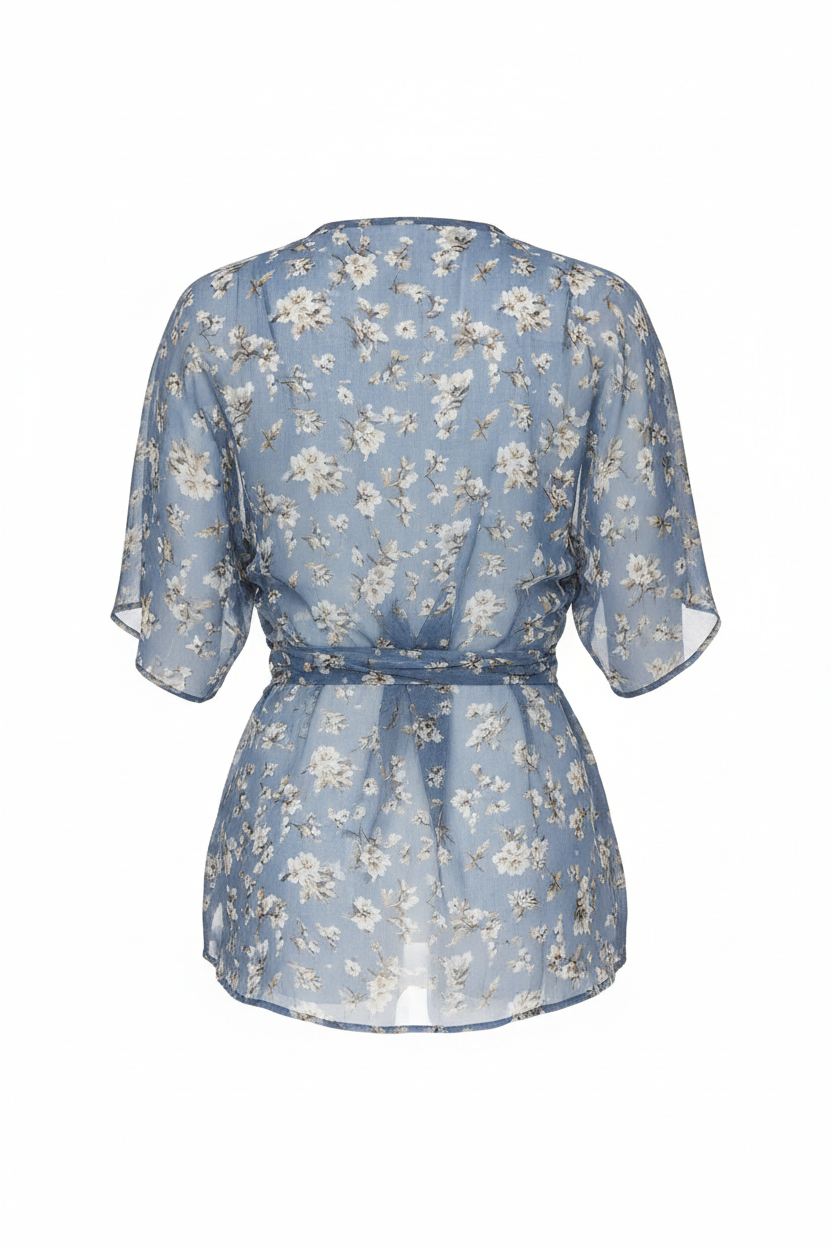 Dusty Blue Floral – Back view on white background