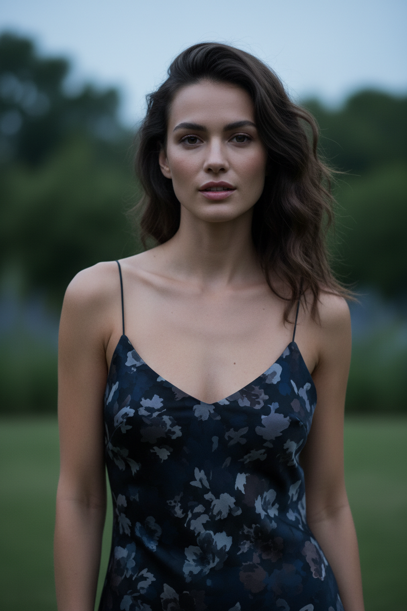 Luna Floral Slip Dress Midnight Floral – close-up portrait