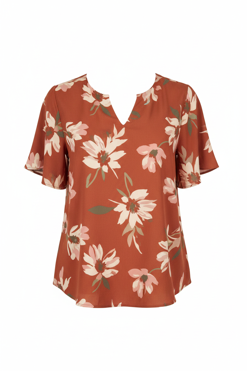 Terracotta Floral – Front view on white background