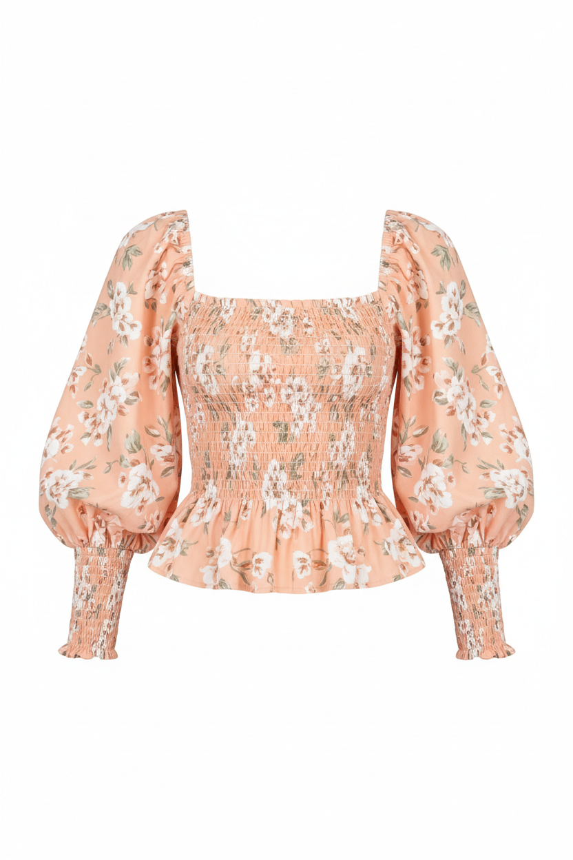 Peach Floral – Front view on white background