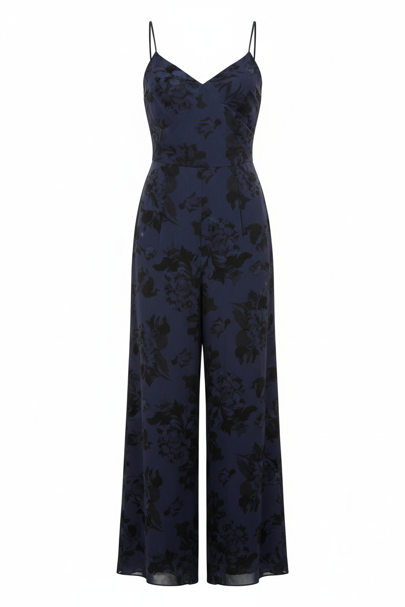 Midnight Floral - Celeste Evening Jumpsuit front view white background