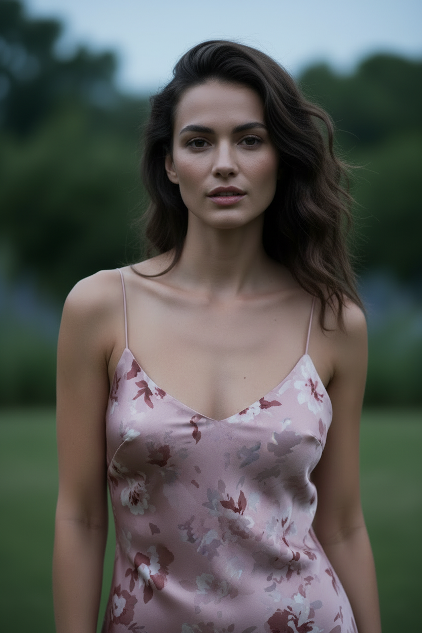 Luna Floral Slip Dress Dusty Rose Floral – close-up portrait