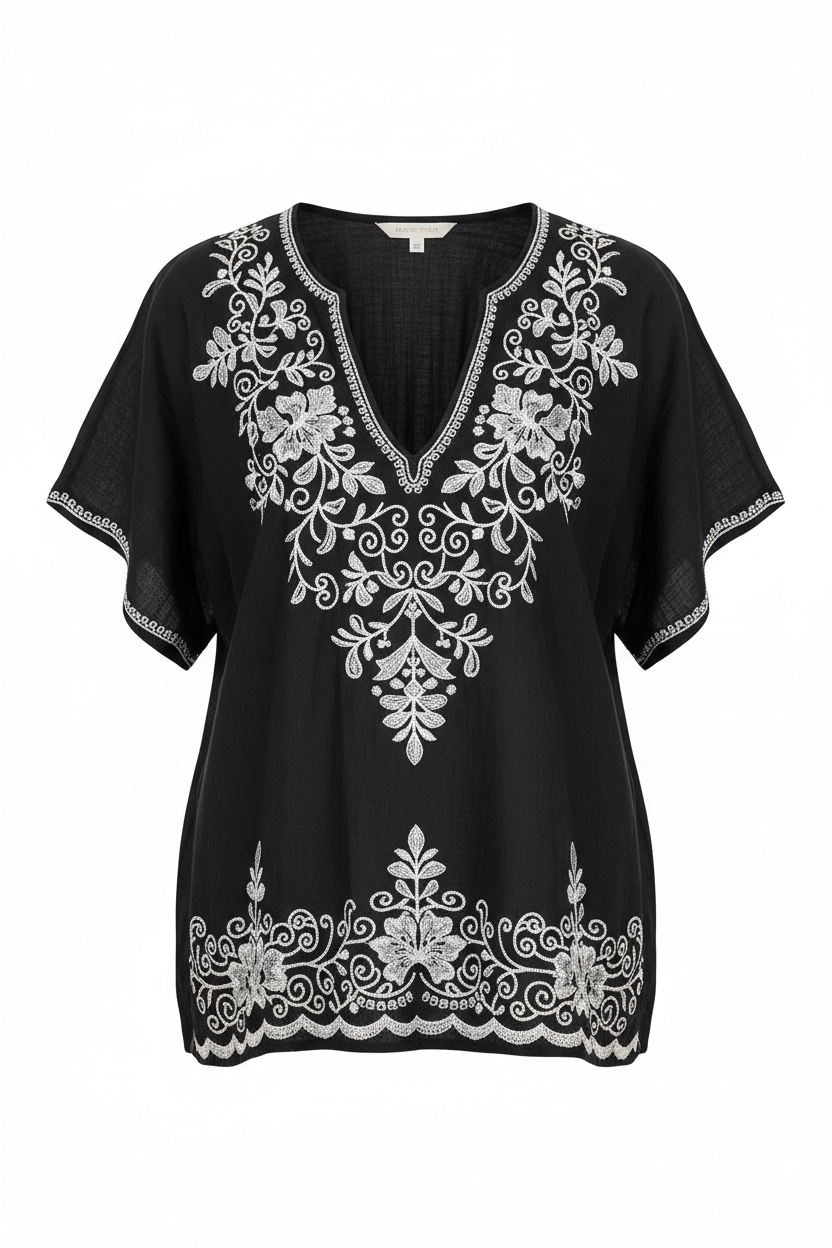 Black Embroidered – Front view on white background