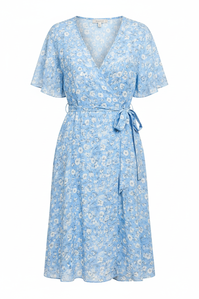 Sky Blue Floral – Front view on white background