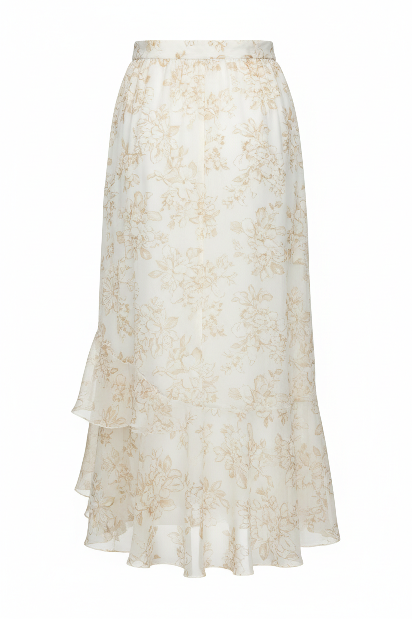 Ivory Floral - Back view on white background