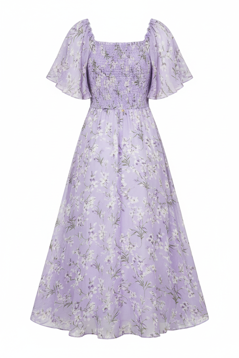 Lavender Floral - Back view white background