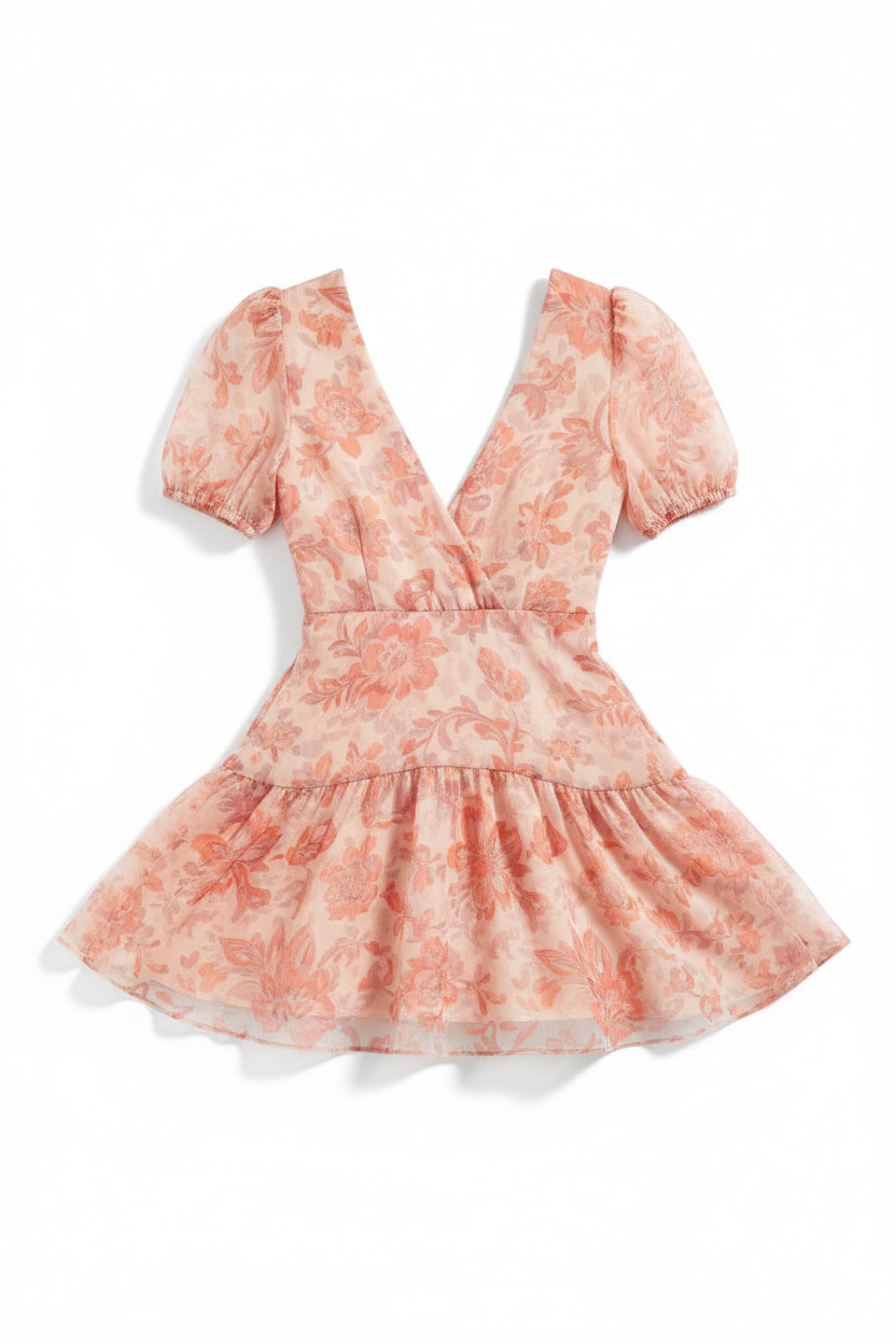 Peach Floral - Back view white background