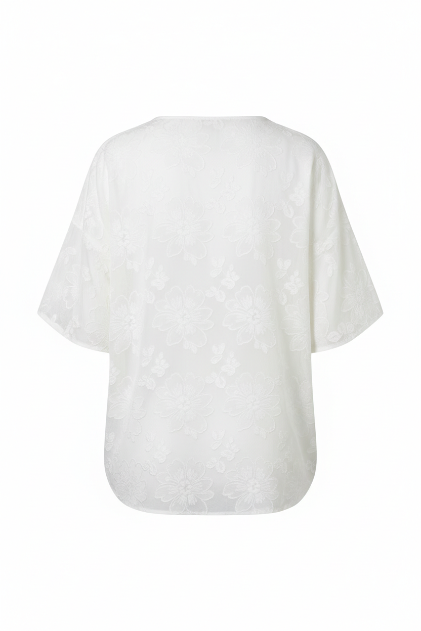Ivory Floral – Back view on white background