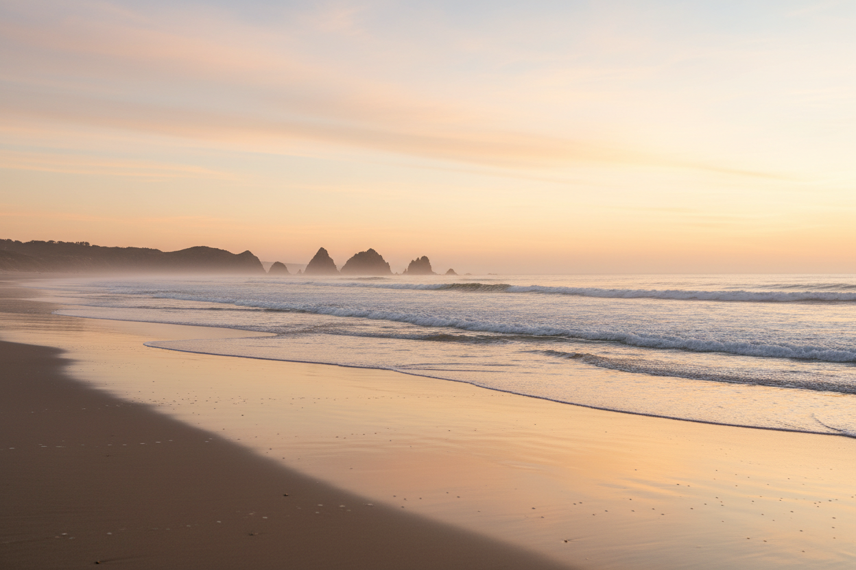 Minimal Coastal Beach at Sunrise