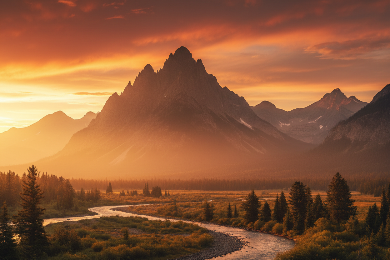 Mountain Landscape at Sunset
