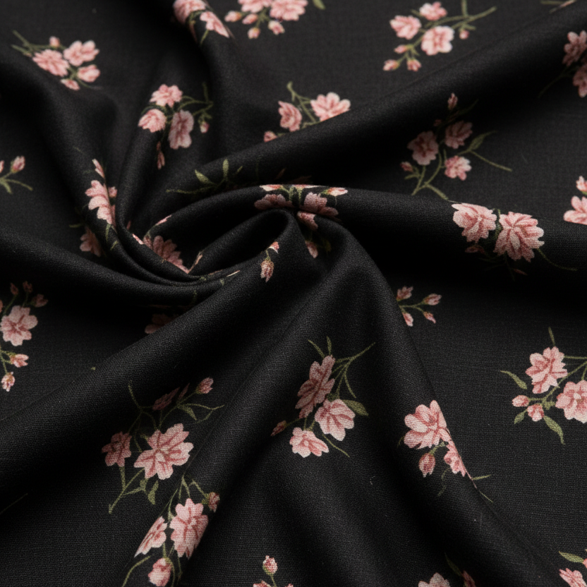 Black Floral Fabric