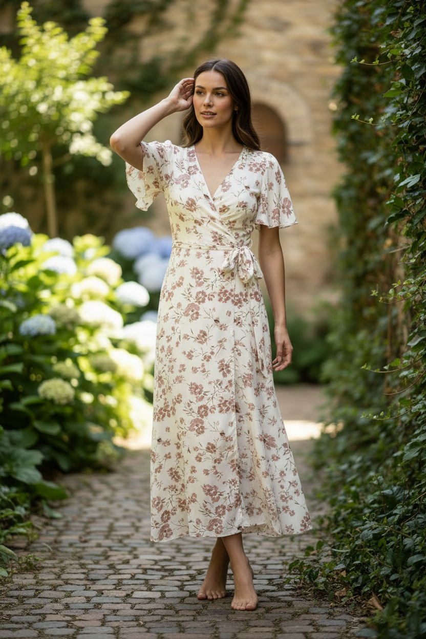 Ivory Floral – Model natural pose