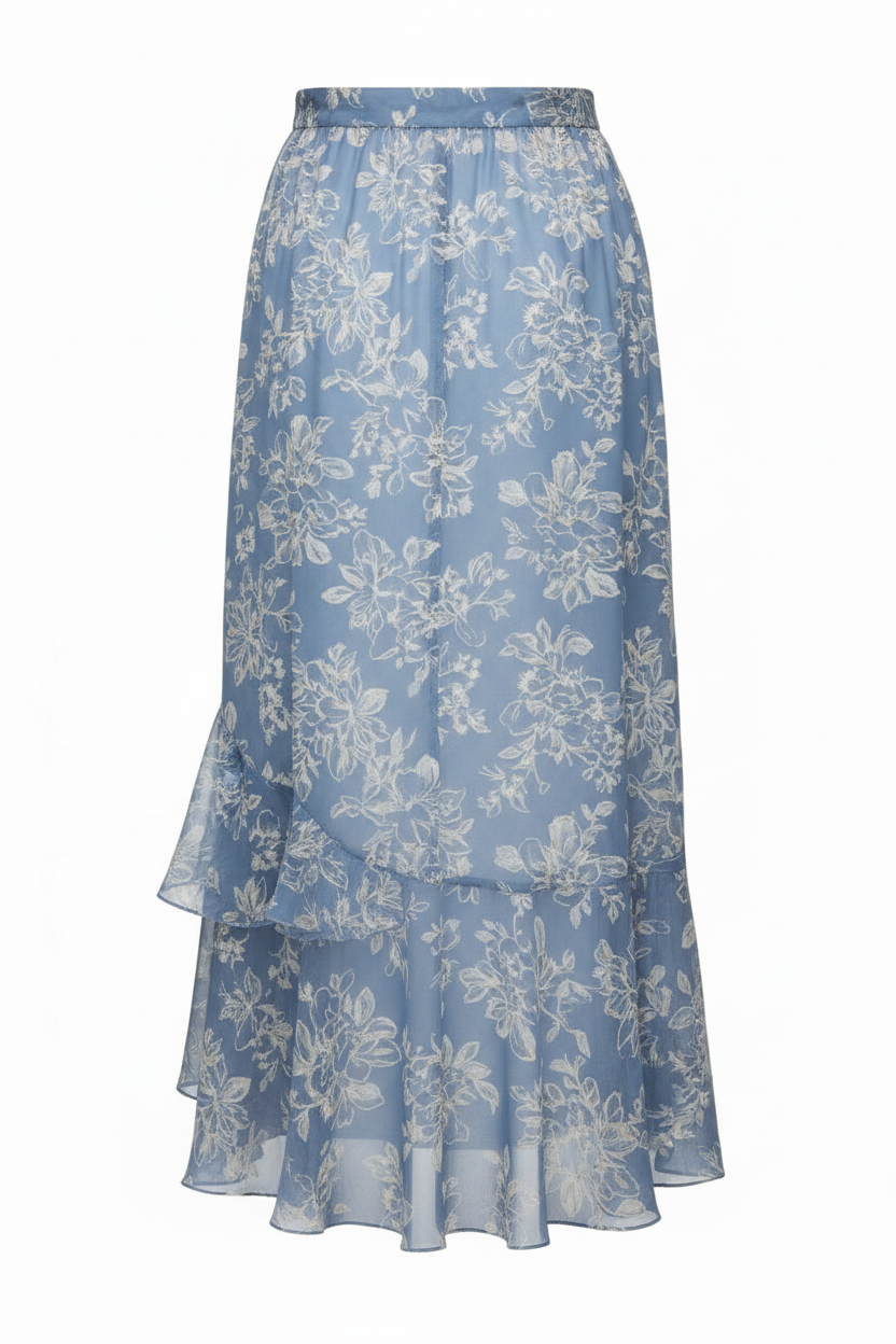 Dusty Blue Floral - Back view on white background