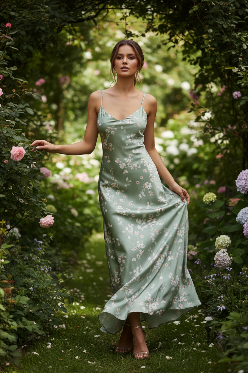 Sage Floral – Model in garden
