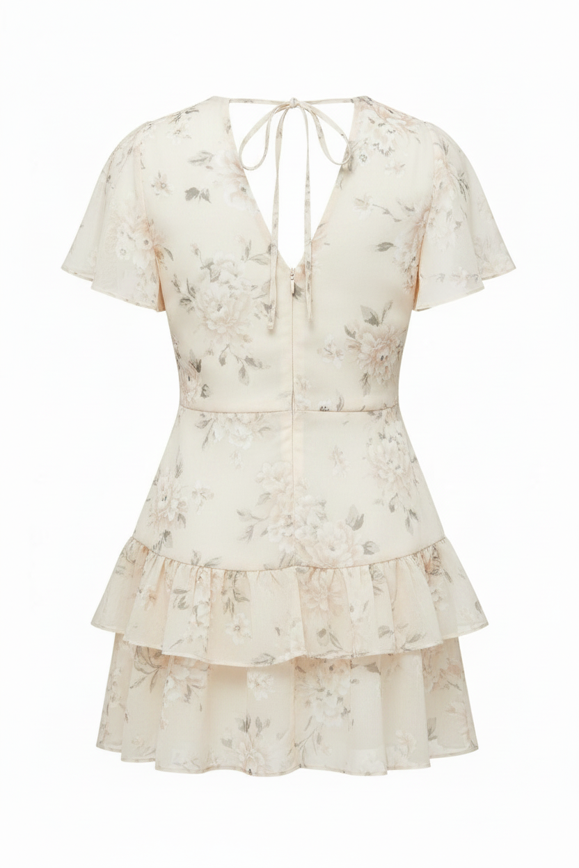 Ivory Floral – Back view white background