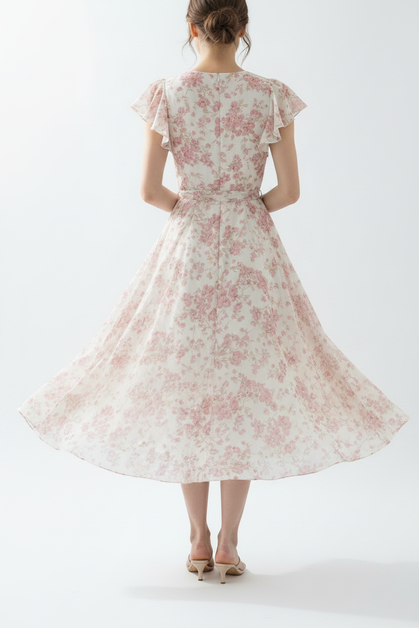 Soft Pink Floral - Back view white background