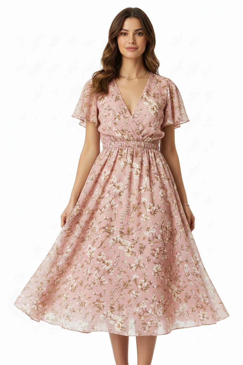 Soft Pink Floral - Front view white background