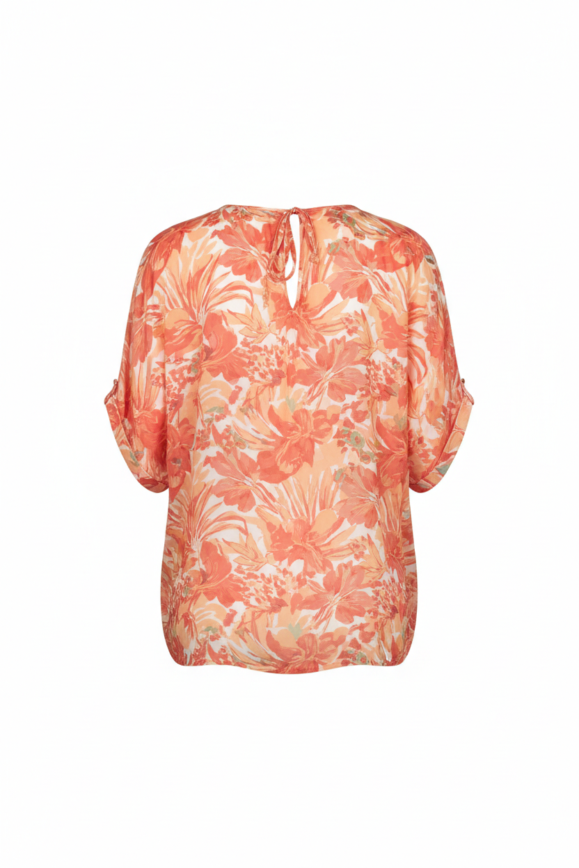 Coral Floral – Back view on white background