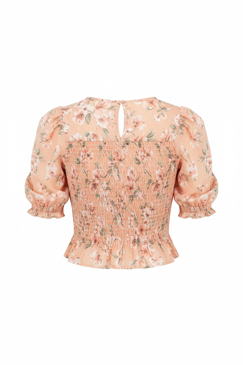 Peach Floral – Back view on white background