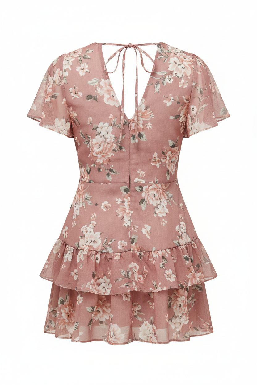 Dusty Rose Floral – Back view white background