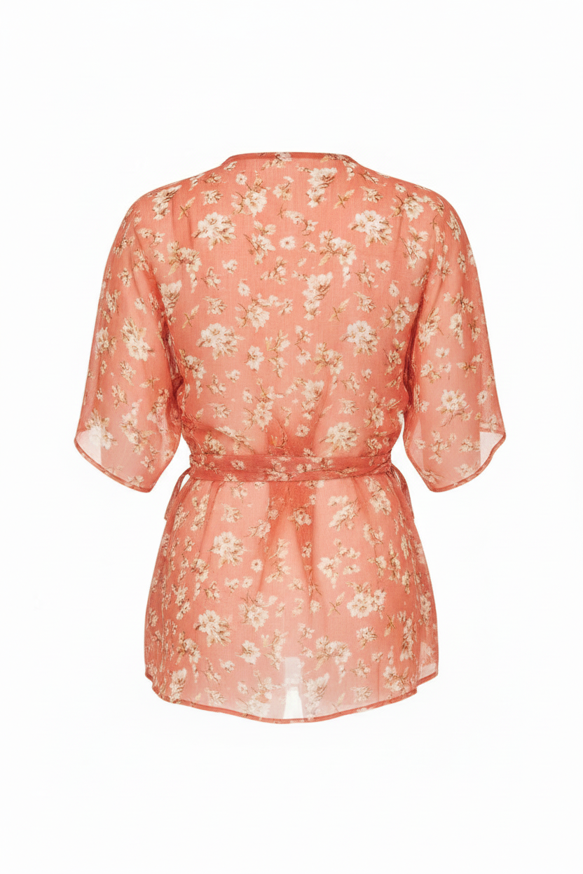 Coral Floral – Back view on white background