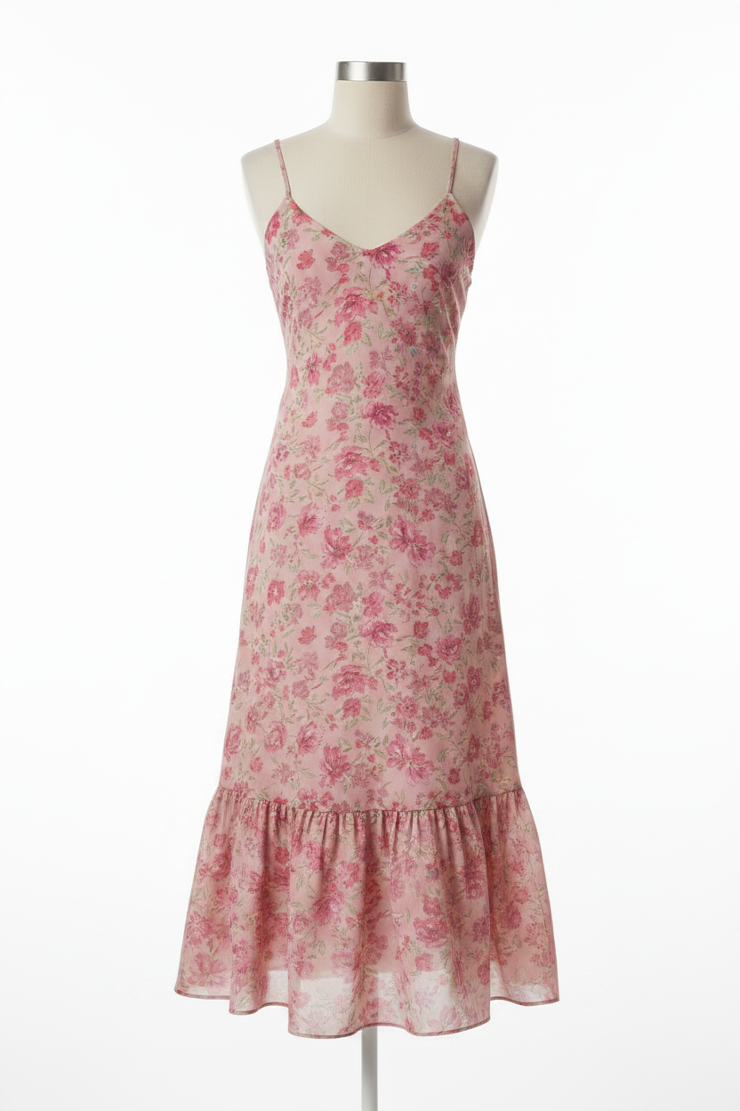 Luna Floral Slip Dress Dusty Rose Floral – front view white background