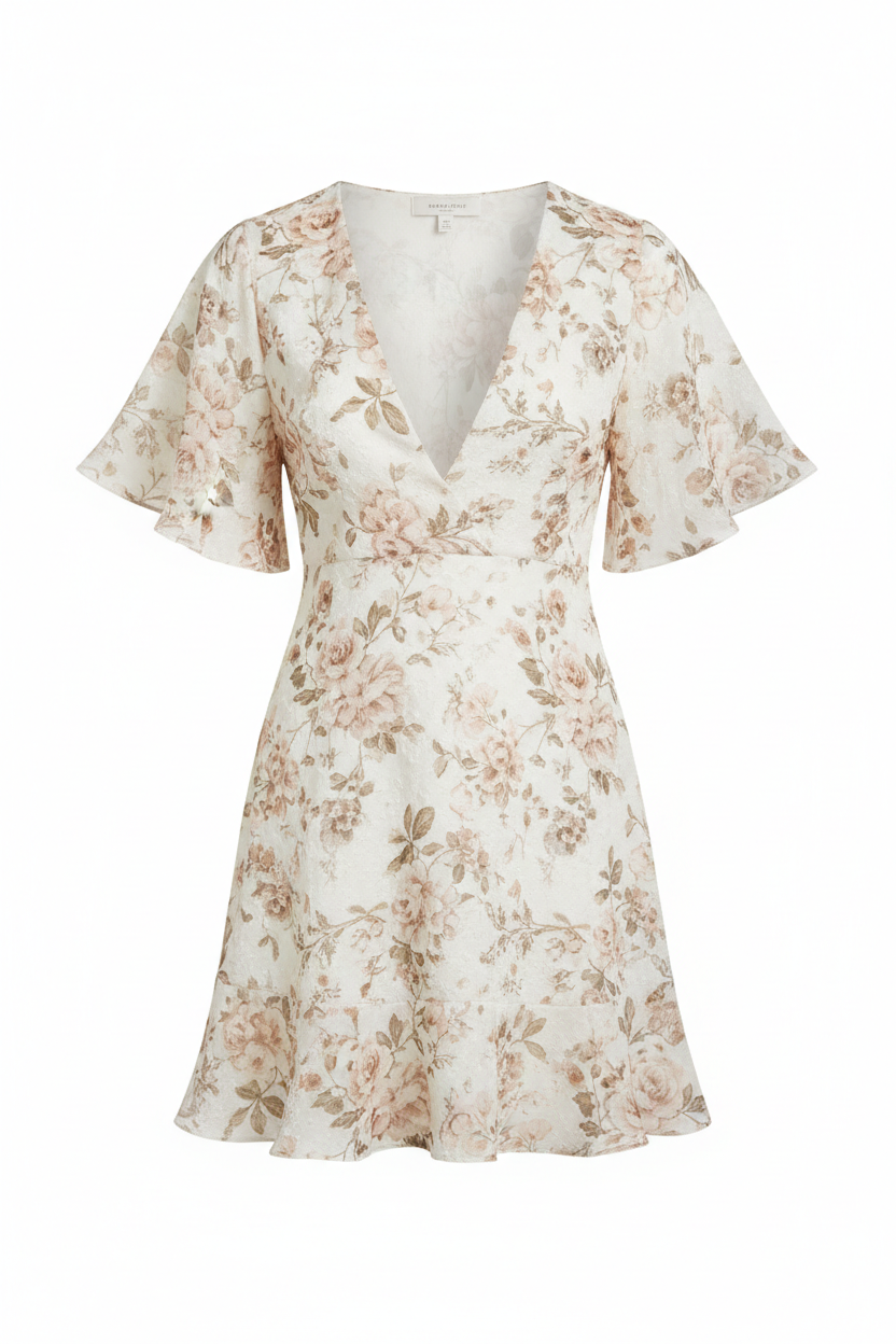 Beige Floral - Front view white background