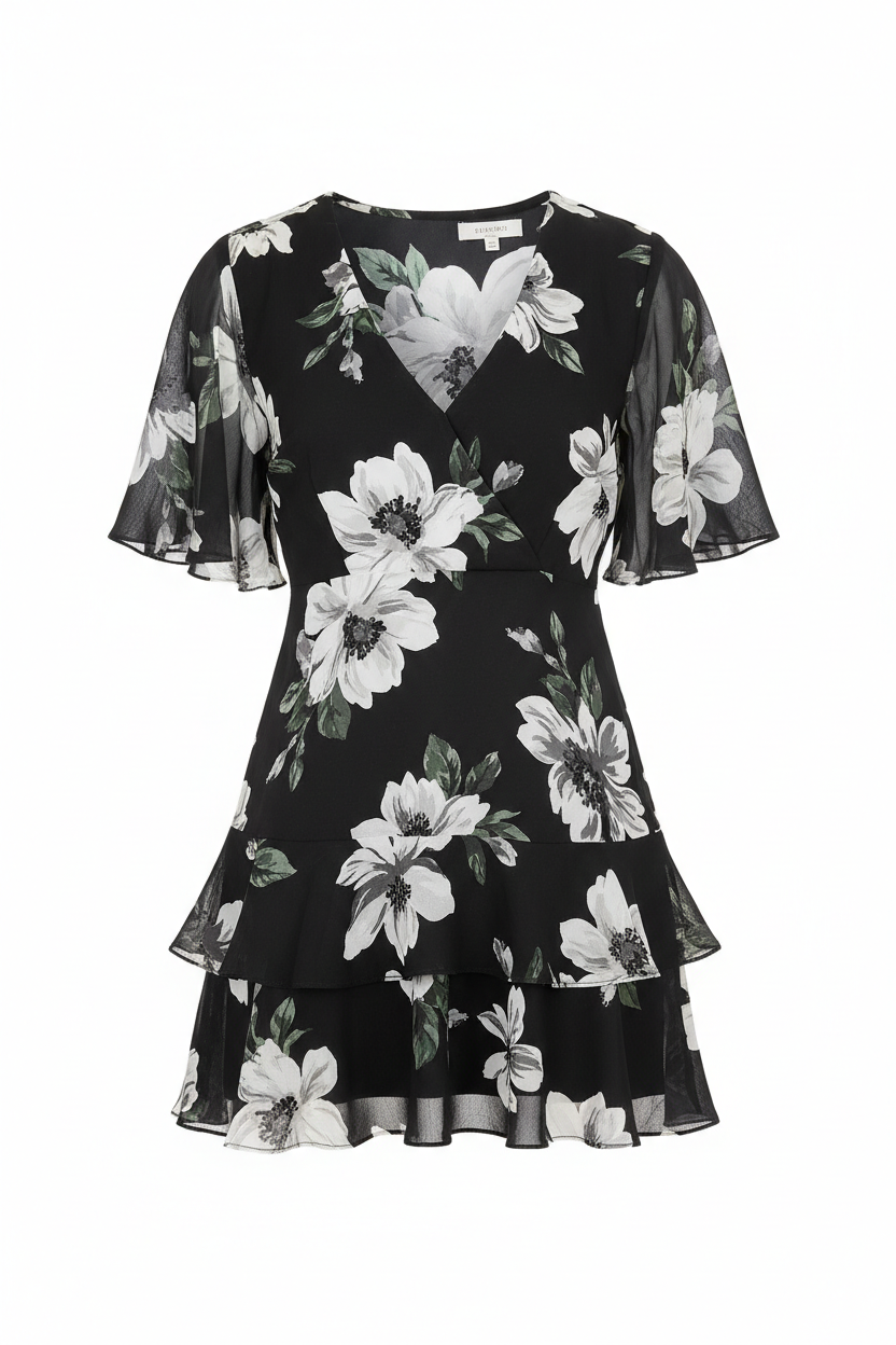 Black Floral – Front view on white background