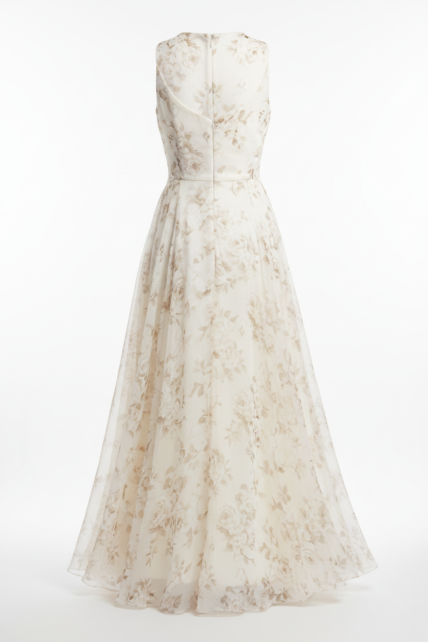 Ivory Floral – Back view on white background