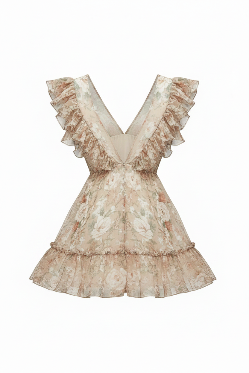 Coral Floral - Back view white background
