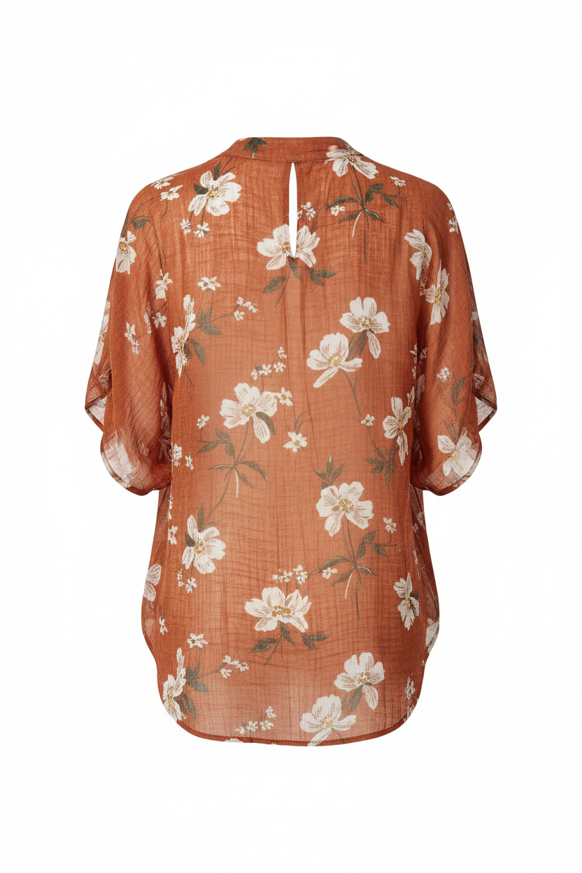 Terracotta Floral – Back view on white background