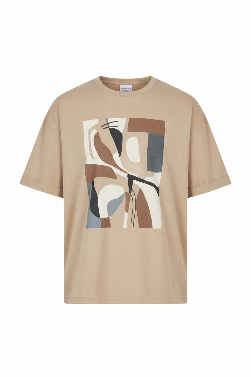 Beige Graphic – Front view on white background