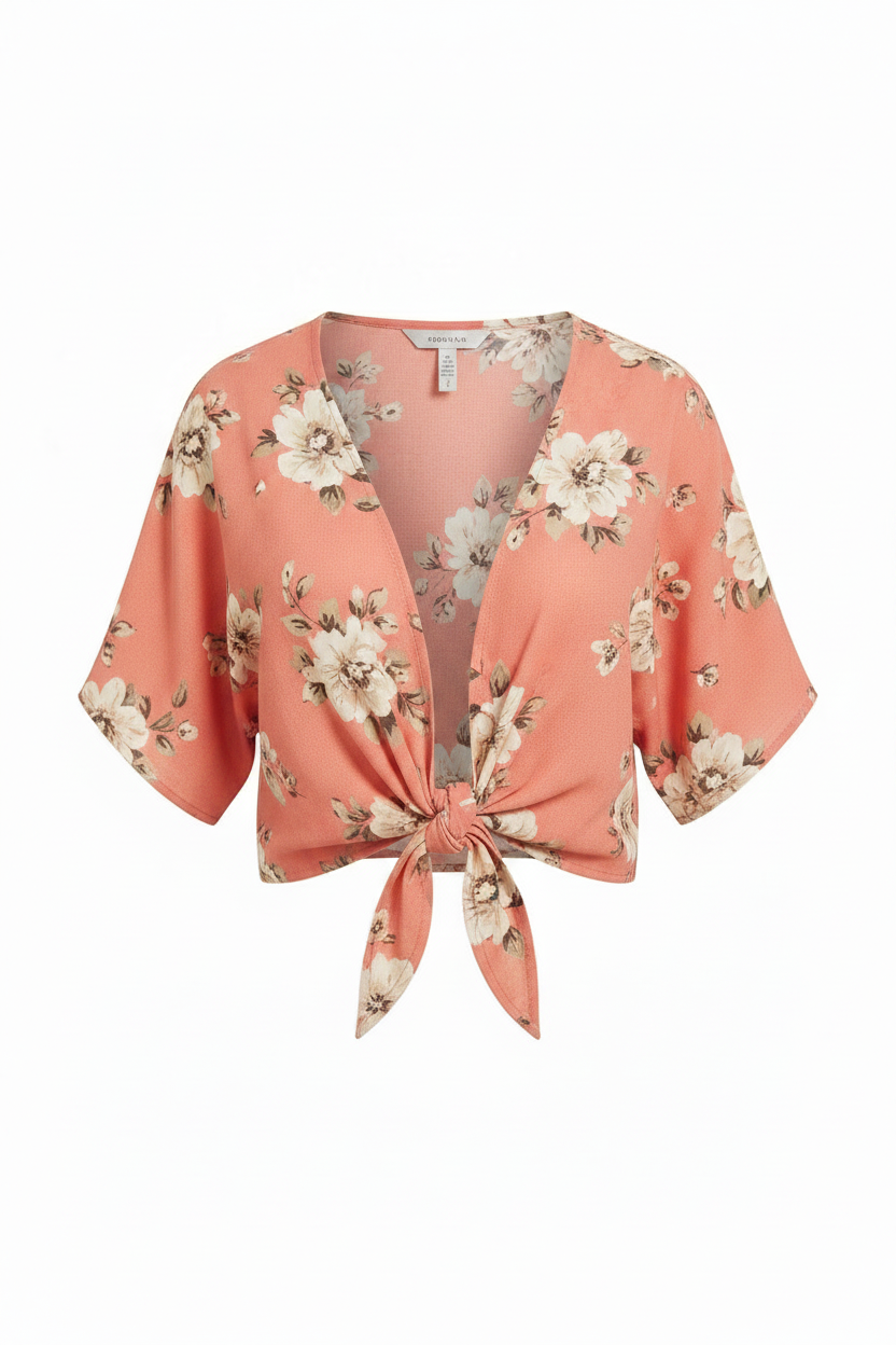Coral Floral – Front view on white background