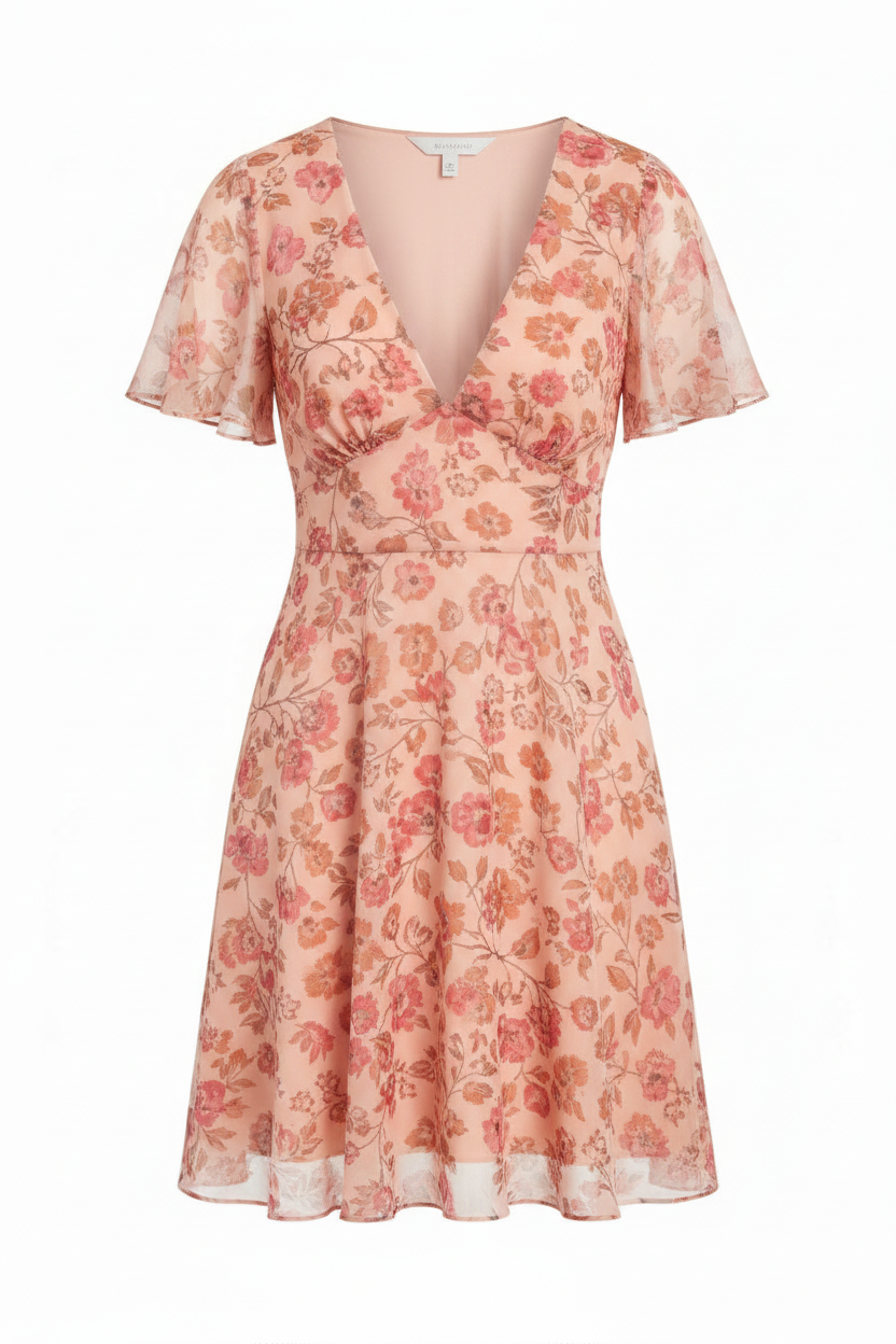Peach Floral - Front view white background