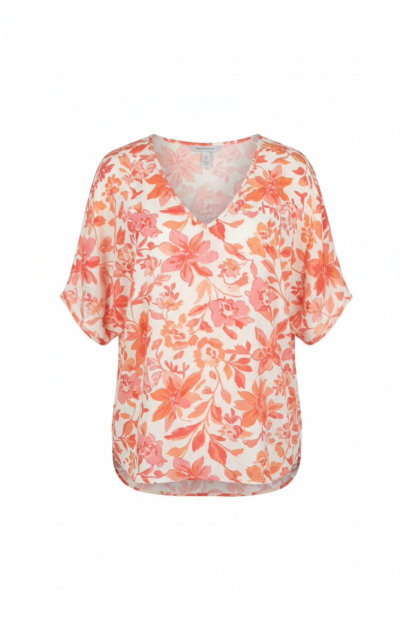 Coral Floral – Front view on white background