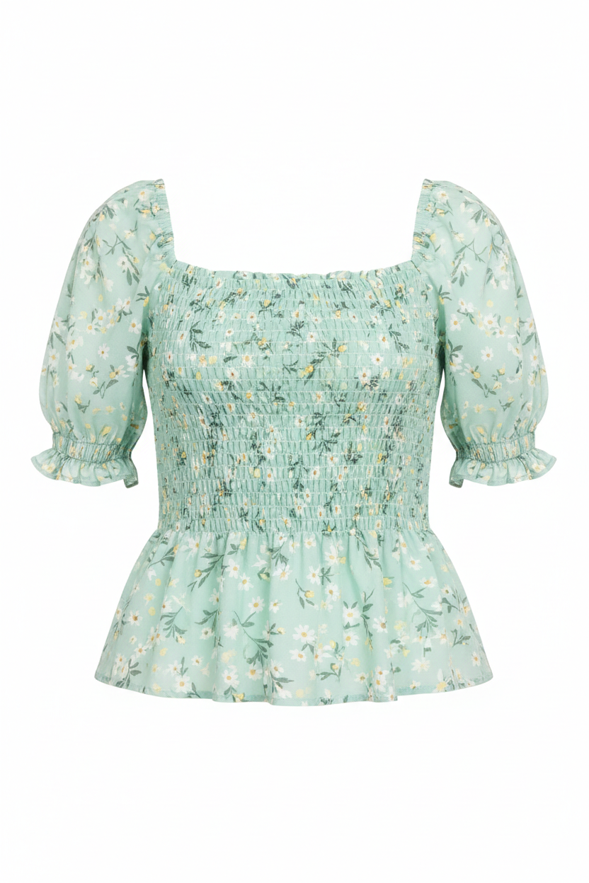 Mint Floral – Front view on white background