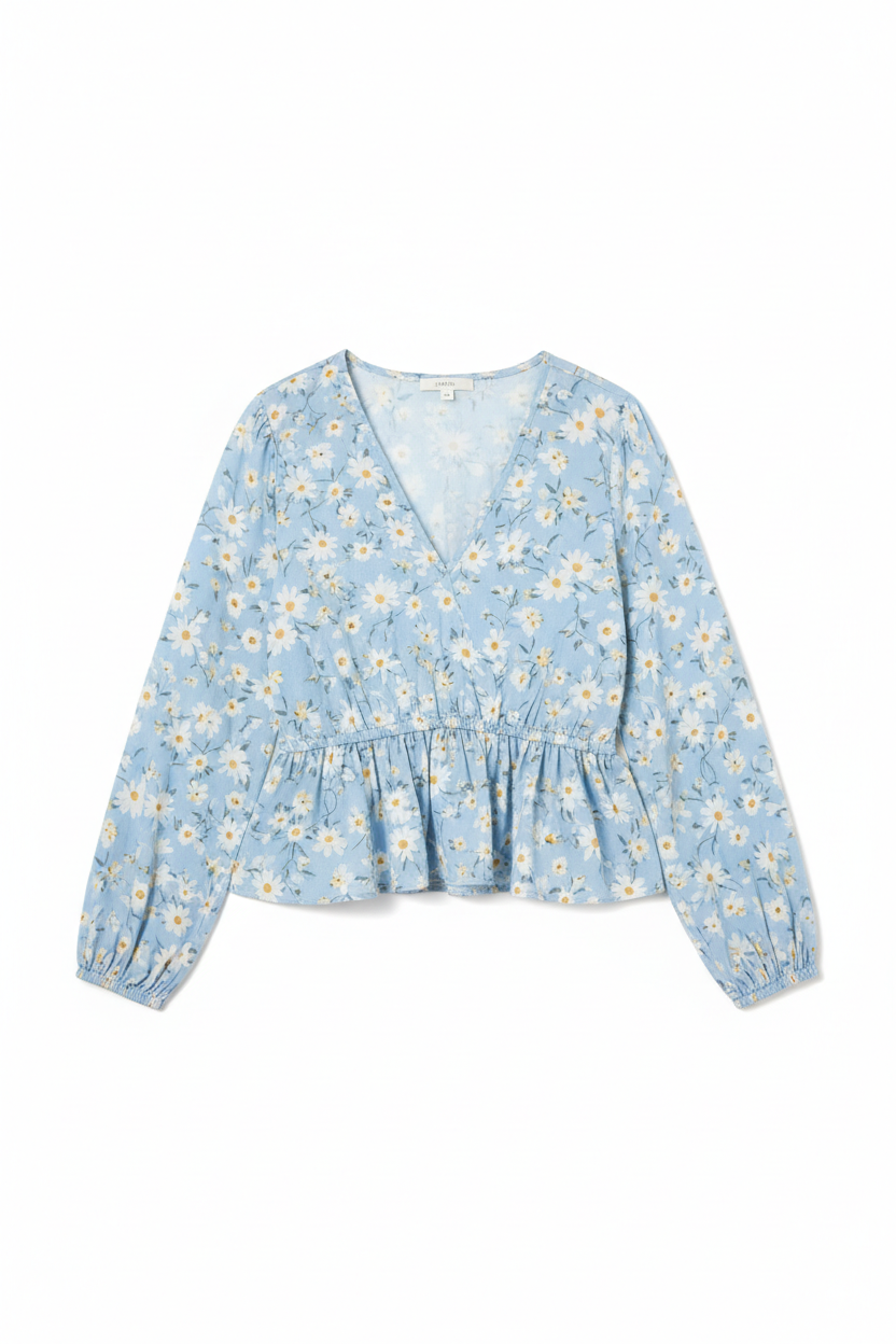 Sky Blue Floral — Front view on white background